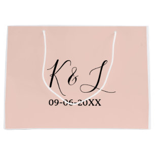 Grand Sac Cadeau nom du couple de mariage lettre date fond pastel r