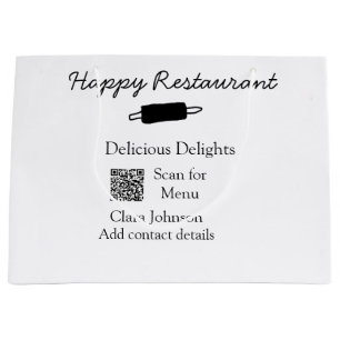 Grand Sac Cadeau nom du restaurant scannez le menu QR ajoutez des c