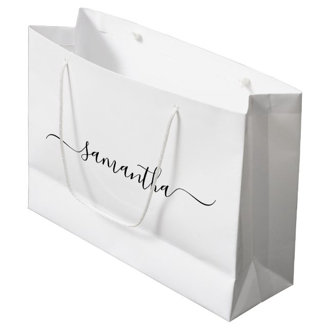 Grand Sac Cadeau Nom élégant en écriture calligraphique (Devant Angle)