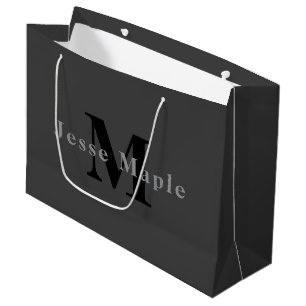 Grand Sac Cadeau Nom et monogramme Dark Gray