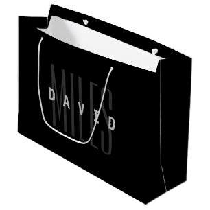 Grand Sac Cadeau Nom et prénom moderne qui se chevauchent