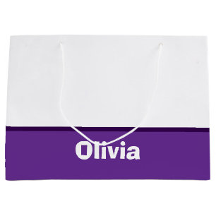 Grand Sac Cadeau Nom ou monogramme minimaliste de la bande moderne