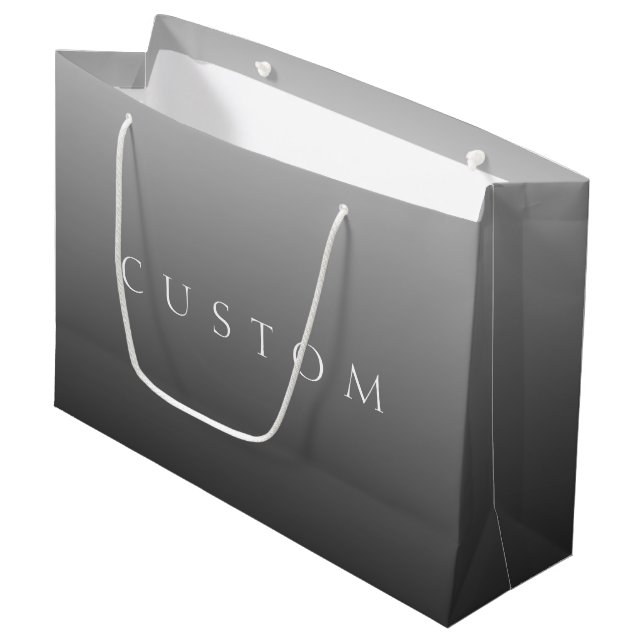 Grand Sac Cadeau Nom ou Mot Classique | Dégradé Gris (Devant Angle)