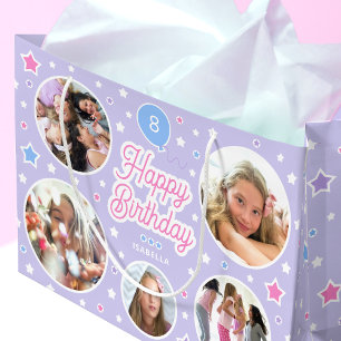 Grand Sac Cadeau Nom personnalisé Age Photo Collage Anniversaire Ét