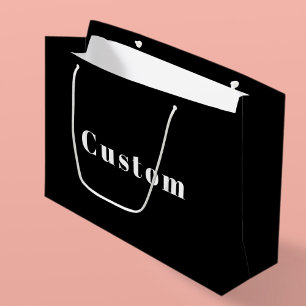 Grand Sac Cadeau Nom personnalisé élégant ou autre texte Noir & B