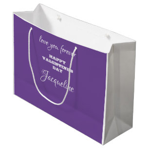 Grand Sac Cadeau Nom personnalisé moderne Purple Valentin