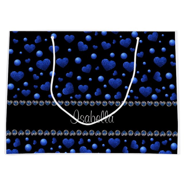 Grand Sac Cadeau Nom personnalisé, motif de parties scintillant coe (Devant)