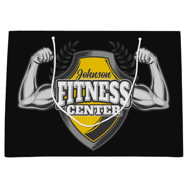 Grand Sac Cadeau Nom personnalisé Muscle Fitness Trainer Gym (Devant)