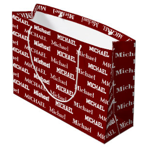 Grand Sac Cadeau Nom personnalisé rouge Anniversaire garçon personn
