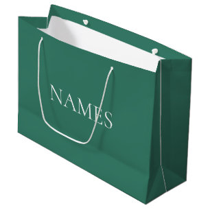 Grand Sac Cadeau Nom personnalisé vert et blanc