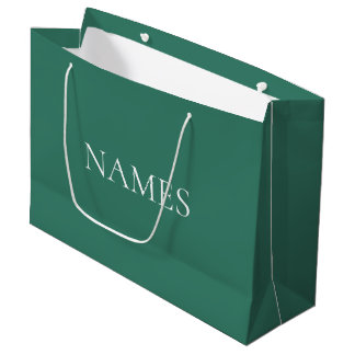 Grand Sac Cadeau Nom personnalisé vert et blanc 