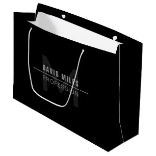 Grand Sac Cadeau Nom professionnel moderne Dark Grey