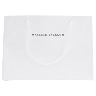 Grand Sac Cadeau Nom propre Minimaliste Moderne Simple Noir Blanc