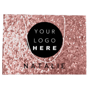 Grand Sac Cadeau Nom Rose de de Parties scintillant de logo person