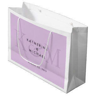Grand Sac Cadeau Noms de Couple Chic Moderne Mariée & Marié Mariage