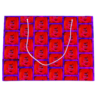 Grand Sac Cadeau Notes d'Amour Rouge rose,