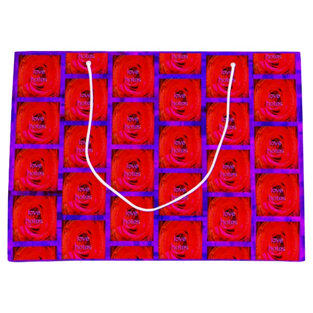 Grand Sac Cadeau Notes d'Amour Rouge rose, (Devant)