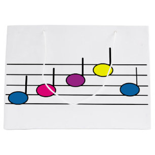 Grand Sac Cadeau Notes de musique coloré assez