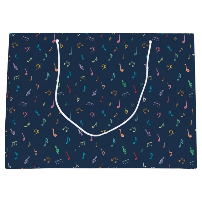 Grand Sac Cadeau Notes musicales (Devant)