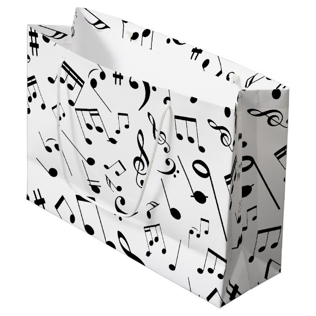Grand Sac Cadeau Notes musicales 3 (Devant Angle)