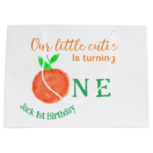 Grand Sac Cadeau Notre petite cuite orange un agrumes d'anniversair