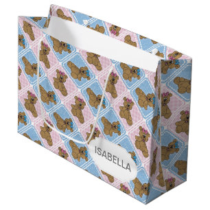 Grand Sac Cadeau Nounours Bébé Bleu Et Rose