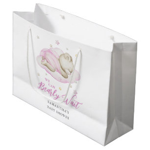 Grand Sac Cadeau Nous pouvons à peine attendre Baby Shower Fille Ro