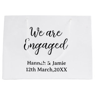 Grand Sac Cadeau Nous sommes fiancés nom date calligraphystylish