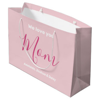 Grand Sac Cadeau Nous t'aimons Maman Pink Minimalist