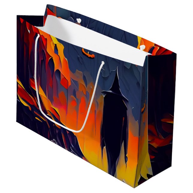 Grand Sac Cadeau Nuit Abstraite d'Halloween moderne (Devant Angle)