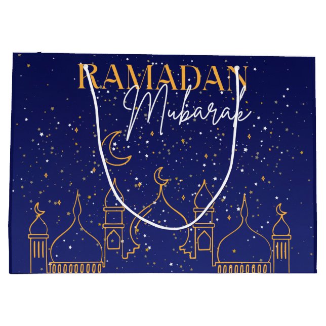Grand Sac Cadeau Nuit étoile Ramadan Mubarak Ramadan Cadeau (Dos)