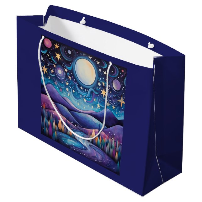 Grand Sac Cadeau Nuit lunaire Big Moon Paysage (Dos Angle)