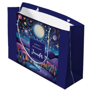Grand Sac Cadeau Nuit lunaire Big Moon Paysage Anniversaire