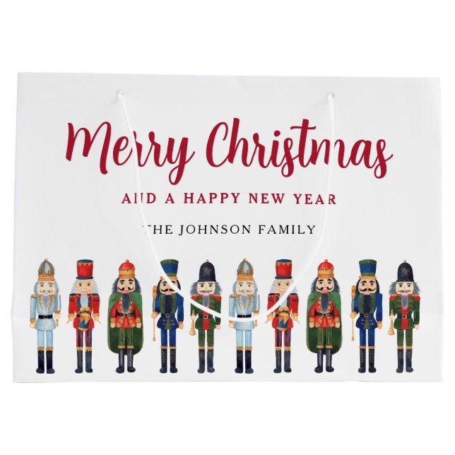 Grand Sac Cadeau Nutcracker mignon Joyeux Noël (Dos)