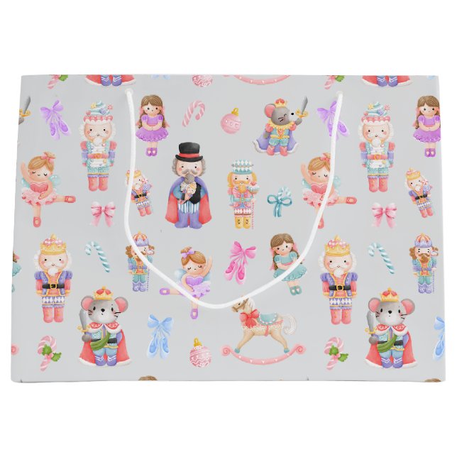 Grand Sac Cadeau Nutcracker Motif de Noël (Devant)