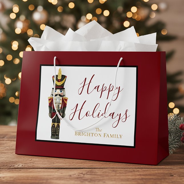 Grand Sac Cadeau Nutcracker Red Happy Holidays Classic Christmas  (Créateur téléchargé)