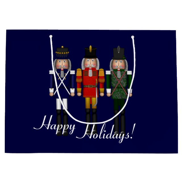 Grand Sac Cadeau Nutcracker Trio, Blue-GIFT BAG L (Devant)