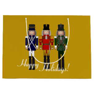 Grand Sac Cadeau Nutcracker Trio, Gold GIFT BAG L