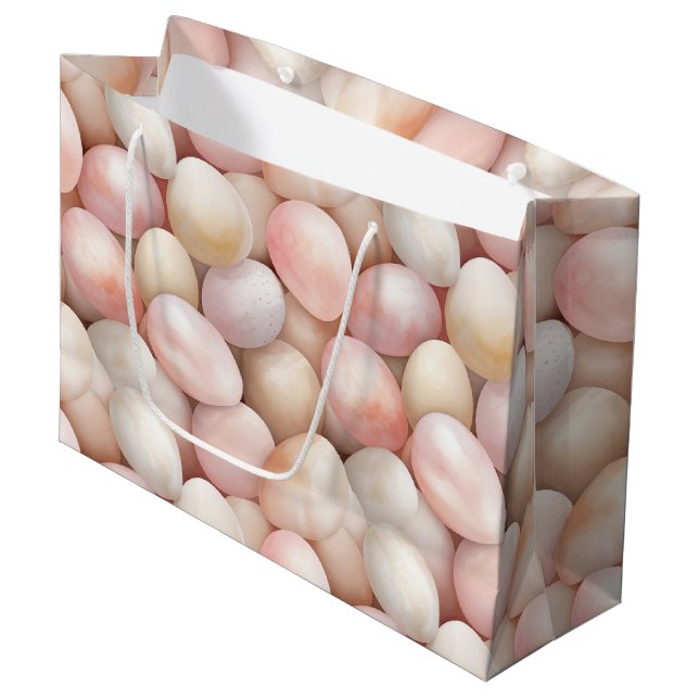 Grand Sac Cadeau Oeufs roses Pêche de Pâques   (Devant Angle)
