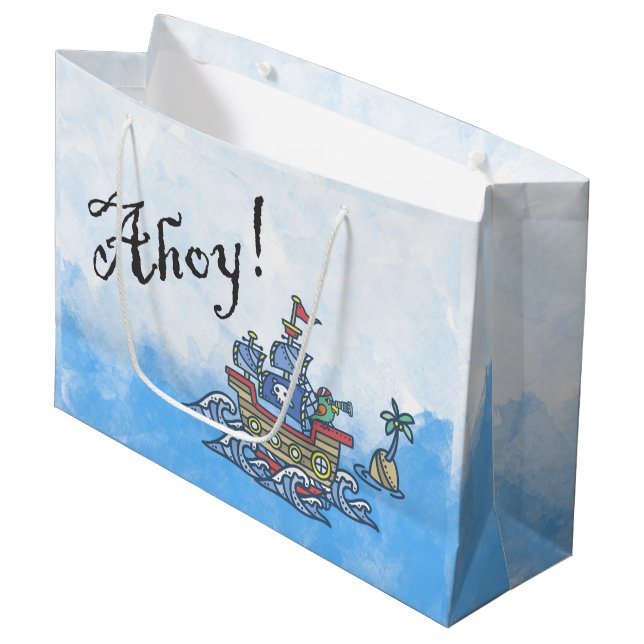 Grand Sac Cadeau Oh bateau de pirate (Devant Angle)