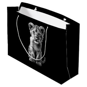 Grand Sac Cadeau Oh Bébé Gros Chat Cub Gris