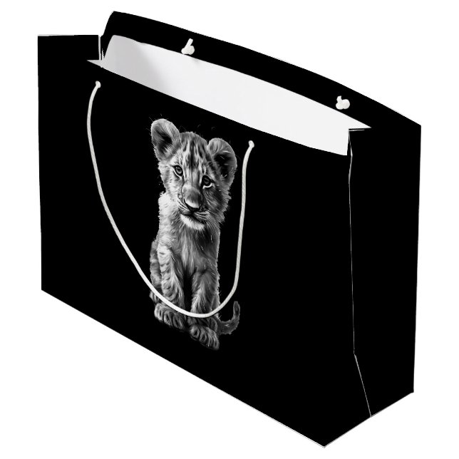Grand Sac Cadeau Oh Bébé Gros Chat Cub Gris (Dos Angle)