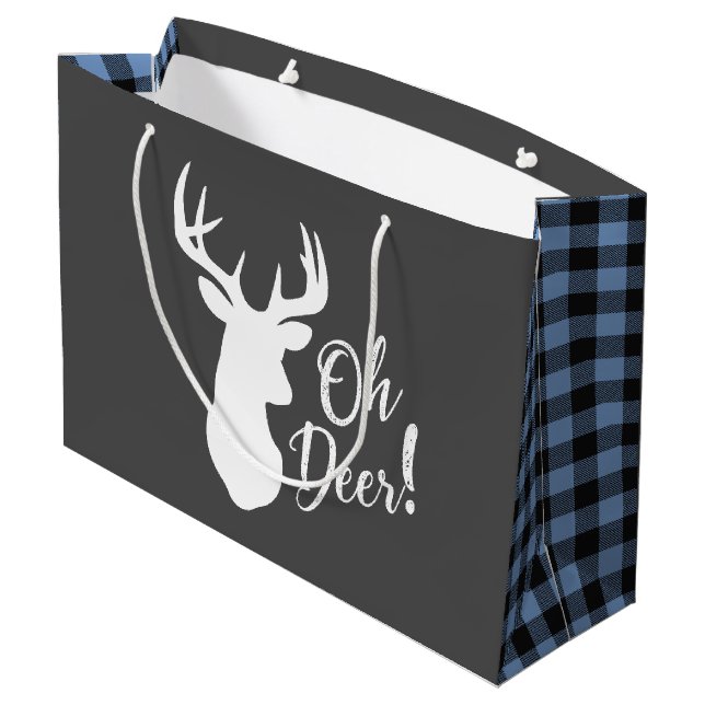 Grand Sac Cadeau Oh Deer Baby shower Blue Boy (Dos Angle)
