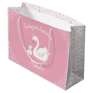 Grand Sac Cadeau Oiseau Baby shower de cygne avec thème de couronn