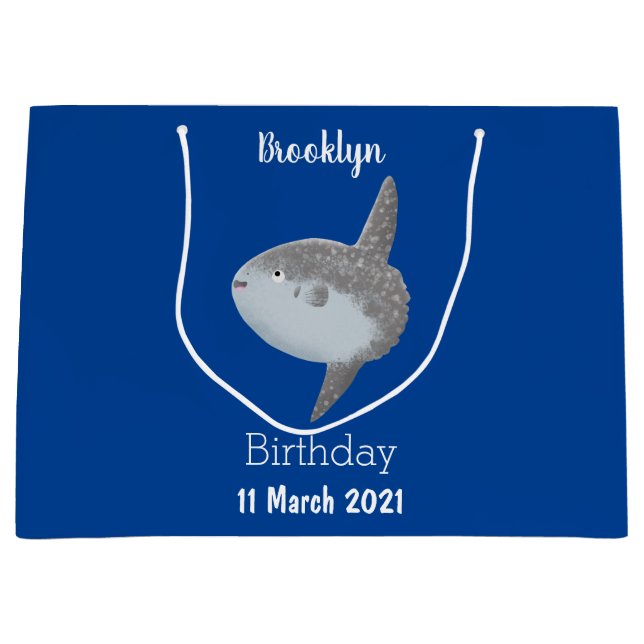 Grand Sac Cadeau Oiseau de mer mola mola mignonne caricature (Devant)