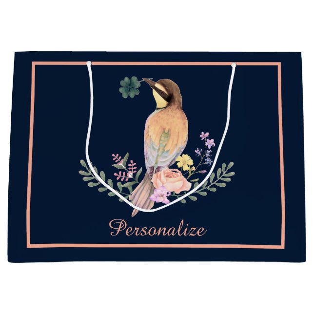 Grand Sac Cadeau Oiseau pastel  (Devant)
