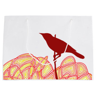 Grand Sac Cadeau Oiseau sur une branche