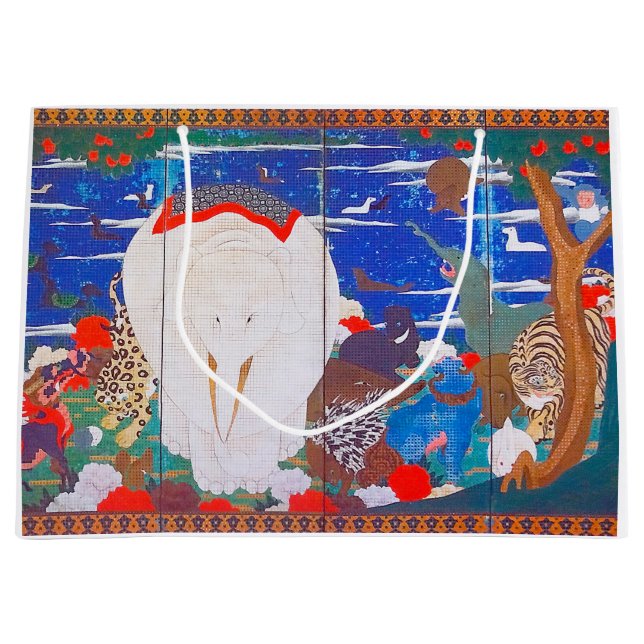 Grand Sac Cadeau Oiseaux, animaux et Plantes floraux(droite)Jakuchu (Devant)