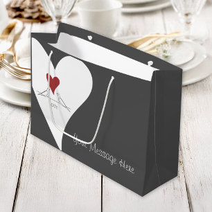 Grand Sac Cadeau Oiseaux de l'amour modernes simples personnalisés