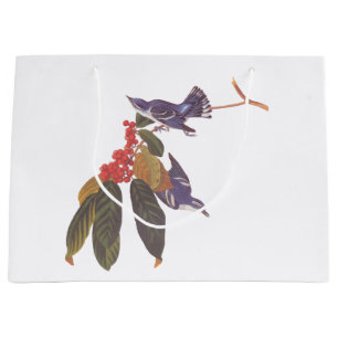 Grand Sac Cadeau Oiseaux de Paruline Céruleenne d'Audubon avec baie
